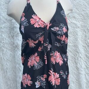 Floral Black and Pink two piece swimwear set size 2XL
